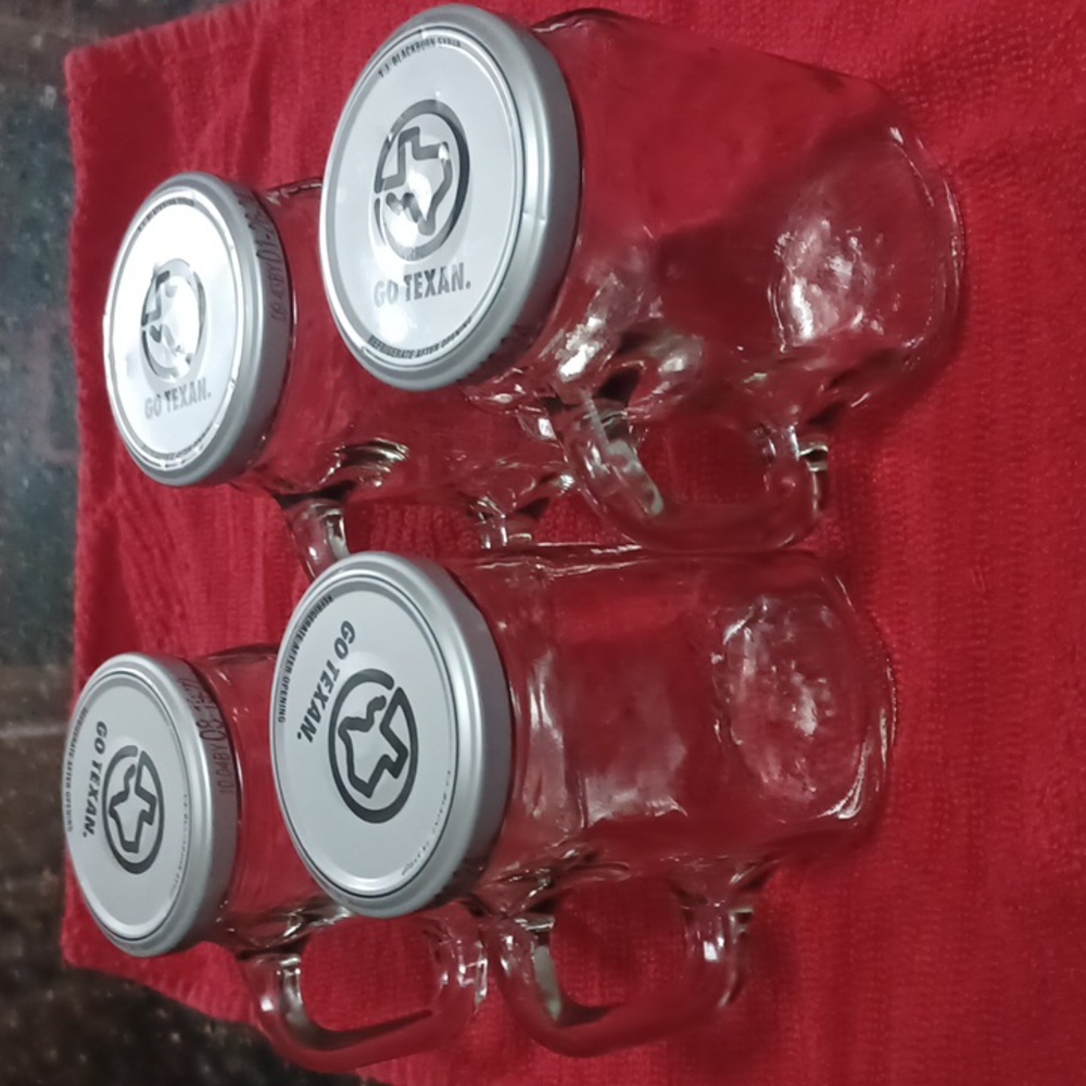 4- 18 oz glass jars with handles
